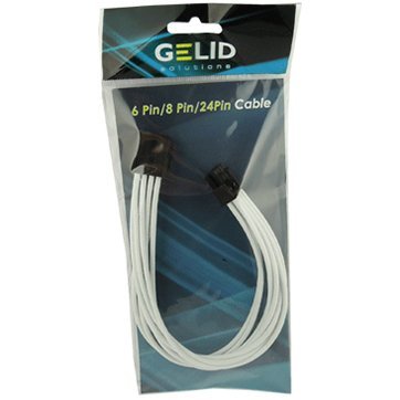 GELID 8-пинов EPS захранващ удължителен кабел, 30см, индивидуално обвит, UV бял - Image 2