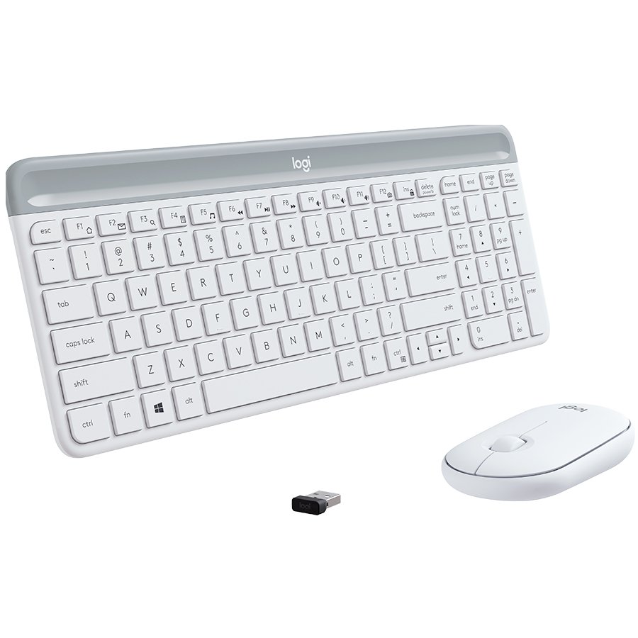 Безжичен комплект клавиатура и мишка LOGITECH MK470 Slim - Бял