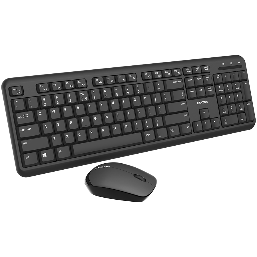 Безжичен комплект клавиатура и мишка CANYON SET-W20, Velvet Black, EN/BG - Image 2