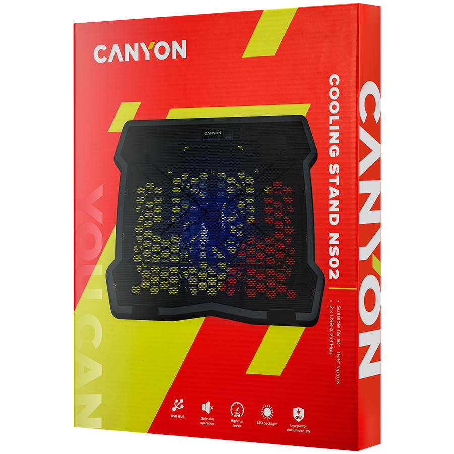 Охлаждаща подложка за лаптоп Canyon NS02 с USB хъб - Image 4