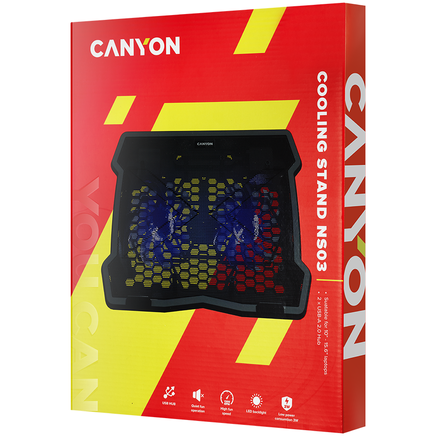 Охлаждаща подложка за лаптоп Canyon NS03 с 2 USB порта - Image 4