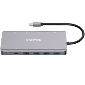 CANYON DS-12 13-в-1 USB-C Хъб - Тъмно сив, 4K