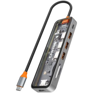 CANYON DS-13 7in1 USB-C Хъб - Прозрачен Космическо Сив