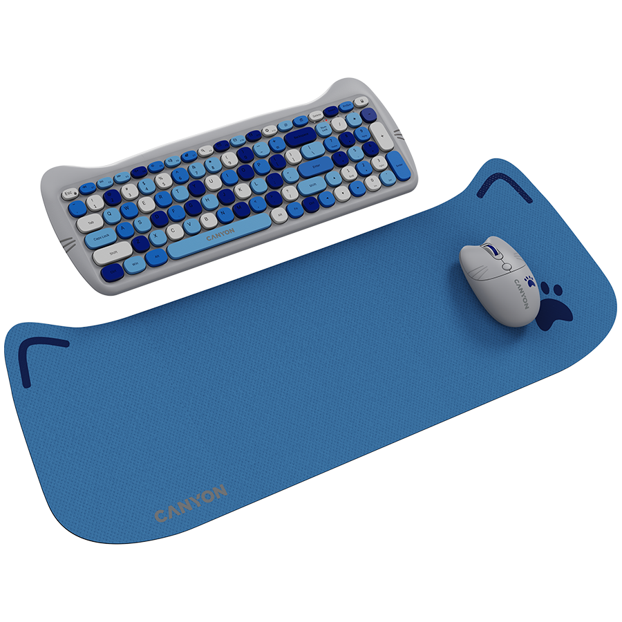 Безжичен комплект клавиатура и мишка CANYON HSET-W6 Kitty Edition - Син - Image 2