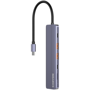 CANYON DS-17 6-в-1 USB-C Хъб - 4K HDMI, Сив