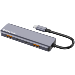 CANYON DS-18 USB-C Хъб 5-в-1 - Сив