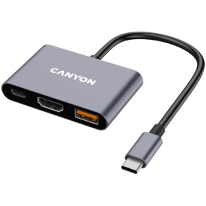 CANYON DS-4 3-в-1 USB-C Хъб - Сив