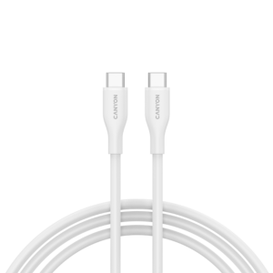CANYON CC60SC10 Бял Силиконов USB-C към USB-C Кабел за Бързо Зареждане (60W, 1м)