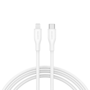 CANYON CLNM60 Бял Силиконов USB-C към Lightning Кабел с MFI Сертификат - 1 метър, 60W