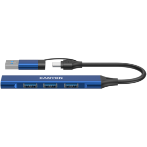 CANYON DS-02 4-в-1 USB-A/C Хъб - Син