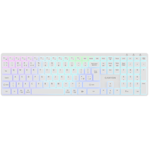 Безжична RGB клавиатура CANYON HKB-W11 UK/US, Бяла