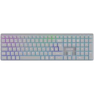 Безжична клавиатура CANYON HKB-W11 RGB, Двурежимен, Сива, UK/US