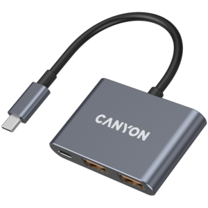 CANYON DS-3 3in1 USB-C Хъб - Тъмно сив