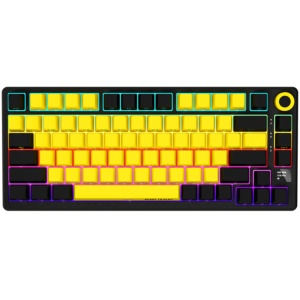 LORGAR KBP7075W Безжична Механична Геймърска Клавиатура - Черен/Жълт, EN Layout