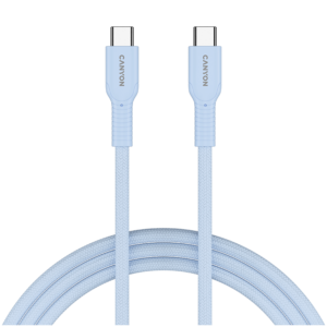 CANYON OnWire 60CL Светлосин USB-C към USB-C кабел - 1 метър, 60W