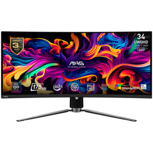 MSI MAG 341CQP QD-OLED Извит Геймърски Монитор, 34" UWQHD 175Hz