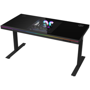 Геймърско бюро с двойни мотори, безжично зареждане и RGB.